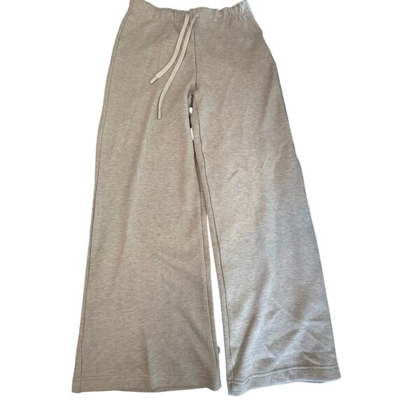 OGL Pants - OGL Womens Move Wide Leg Pants Large Cream Knit Drawstring Casual Lounge Comfy